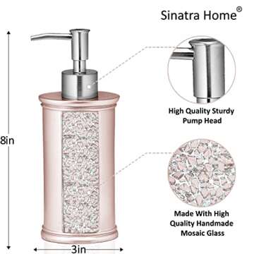 Popular Bath Sinatra Blush Soap Dispenser/Lotion Pump Classic Luxury Lotion Pump Contemporary Decor Blush color for bathroom with this Unique Design Stylish Decor Bling Mosaic