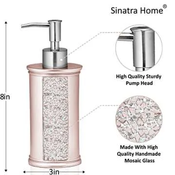 Popular Bath Sinatra Blush Soap Dispenser/Lotion Pump Classic Luxury Lotion Pump Contemporary Decor Blush color for bathroom with this Unique Design Stylish Decor Bling Mosaic