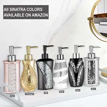 Popular Bath Sinatra Blush Soap Dispenser/Lotion Pump Classic Luxury Lotion Pump Contemporary Decor Blush color for bathroom with this Unique Design Stylish Decor Bling Mosaic