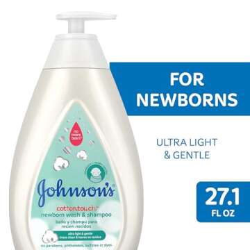 Johnson's CottonTouch Newborn Baby Wash & Shampoo with No More Tears, Sulfate-, Paraben- Free for Se...