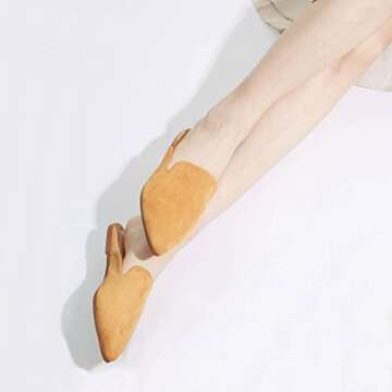 BISON SPIRIT Mules for Women Flats Pointed Toe Slip On Slides Loafer Shoes (Tan Suede,7)