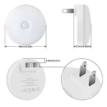 myCozyLite Motion Sensor LED Night Light, Red, Plug-in Nightlight for Home, Smart Movement Sensor, LED Night Lights Plug Into Wall, Soft Glow, Red Diffused Light, 2 Pack