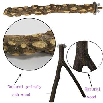 kathson 8 PCS Natural Bird Wood Perch Parakeet Standing Toy Sticks Parrot Paw Grinding Branches Cockatiels Cage Chewable Accessories for Conures Macaws Finches