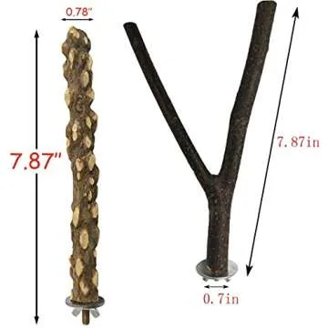 kathson 8 PCS Natural Bird Wood Perch Parakeet Standing Toy Sticks Parrot Paw Grinding Branches Cockatiels Cage Chewable Accessories for Conures Macaws Finches