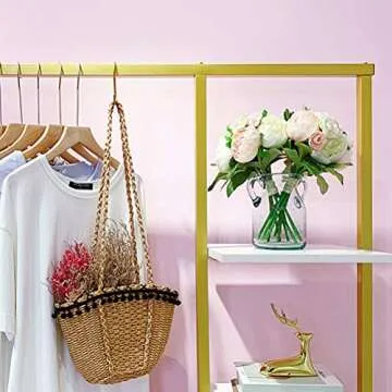 FONECHIN Heavy Duty Golden Clothing Rack for Stylish Storage