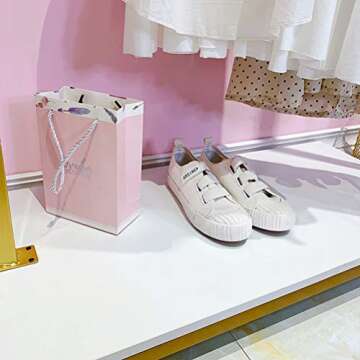 FONECHIN Industrial Pipe Clothing Rack, Heavy Duty Metal Clothes Rack with Double Rods, Freestanding Garment Rack for Bedroom Boutique Retail Use (Gold)