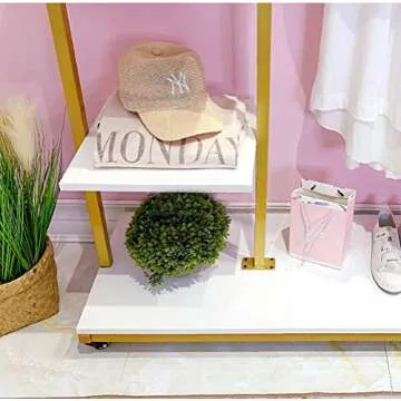 FONECHIN Heavy Duty Golden Clothing Rack for Stylish Storage