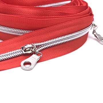 Goyunwell #5 Zipper Pulls Silver Nylon Coil Zipper Pull Replacement Bulk 50pcs Metal Zipper Slider for Purse and Bag Craft Making Sewing