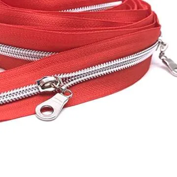 Goyunwell #5 Zipper Pulls Silver Nylon Coil Zipper Pull Replacement Bulk 50pcs Metal Zipper Slider for Purse and Bag Craft Making Sewing