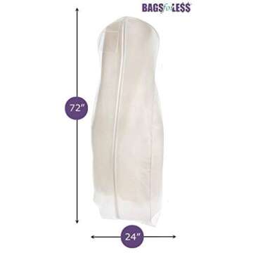 Bags for Less White Wedding Gown Travel and Storage Garment Bag Soft, Breathable, Durable, Rip and W...