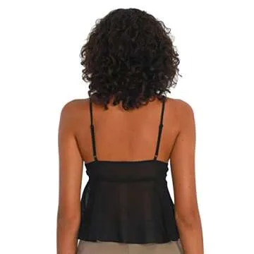 Women Y2K Backless Top Lace Trim Split Front Cami Tank Crop Tops for Going Out Black M