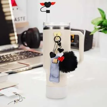 Stanley Cup Accessories Set, Including Lipstick Holder, Silicone Stanley Cup Boot, 2 x Silicone Straw Cover, 2 x Charms for Stanley 40oz & 30oz Tumbler (Blue)