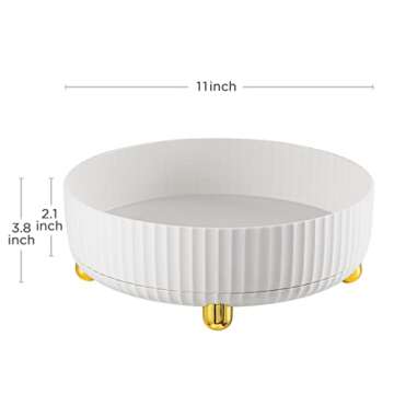 HBlife Makeup Organizer, 360 Degree Rotating Perfume Organizer, 11 Inches Large Capacity Lazy Susan for Bathroom Counter or Vanity, White