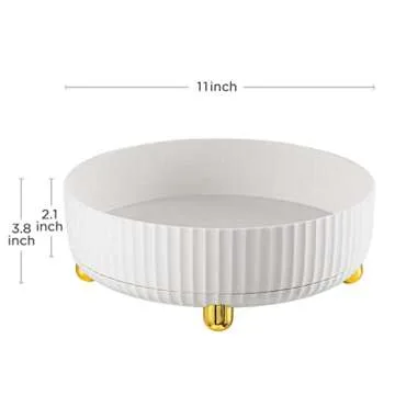 HBlife Makeup Organizer, 360 Degree Rotating Perfume Organizer, 11 Inches Large Capacity Lazy Susan for Bathroom Counter or Vanity, White