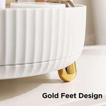 HBlife Makeup Organizer, 360 Degree Rotating Perfume Organizer, 11 Inches Large Capacity Lazy Susan for Bathroom Counter or Vanity, White