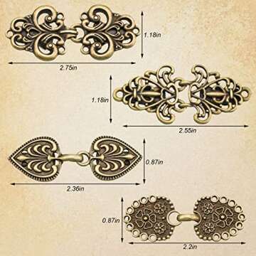 Juinte 10 Pieces Vintage Sweater Swirl Clip Cape Cloak Clips Retro Cardigan Clasp Shawl Collar Clasp...