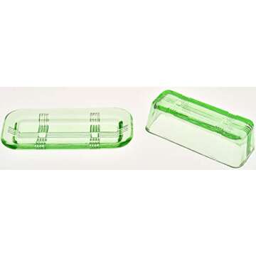 Home-X Glass Butter Dish with Lid - Vintage Style Butter Keeper for Countertop, Retro Butter Contain...