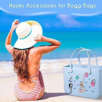 AIERSA Inserts Hooks Accessories for Bogg Bags, Charms Key Holder Carabiner, Pouch Earphone Tassel Keychain Cup Holder Attachment Compatible with Simply Southern Rubber Beach Totes