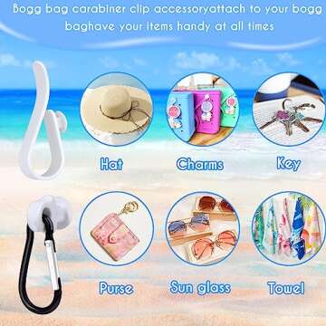 AIERSA Inserts Hooks Accessories for Bogg Bags, Charms Key Holder Carabiner, Pouch Earphone Tassel Keychain Cup Holder Attachment Compatible with Simply Southern Rubber Beach Totes