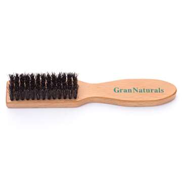 GranNaturals Barber Brush for Fades and Clipper Brush Cleaning - Boar Bristle Salon & Barber Accesso...