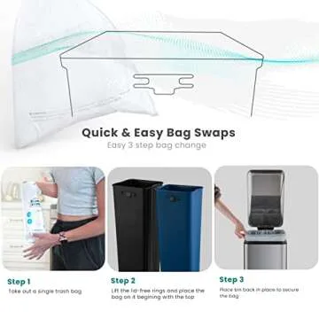 Home Zone Living 13 Gallon Kitchen Trash Can, Dual Removable Liners for Recycling and Trash, 50 Liter Slim Stainless Steel Shape (8 + 5 for 13 Gallons Total)