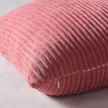 Topfinel Pink Throw Pillows Covers 18x18 Inch Set of 4,Farmhouse Corduroy Decorative Cushion Case,Valentine's Day Pillow Case for Bedroom Couch Sofa Living Room,Spring Home Decor