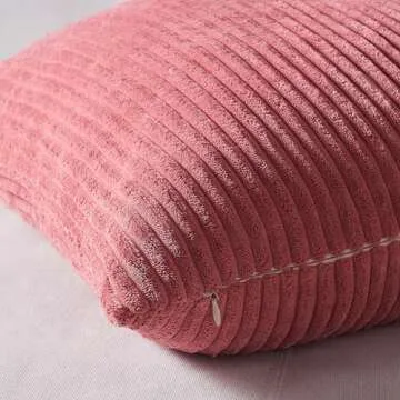 Topfinel Pink Throw Pillows Covers 18x18 Inch Set of 4,Farmhouse Corduroy Decorative Cushion Case,Valentine's Day Pillow Case for Bedroom Couch Sofa Living Room,Spring Home Decor