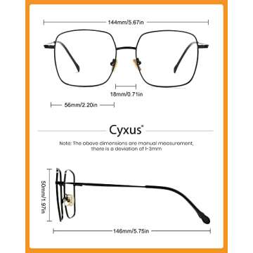 Cyxus Square Blue Light Glasses for Women UV Protection