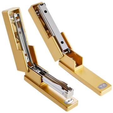 Paper Junkie 2 Piece Matte Gold Stapler and Tape Dispenser Set for Home Office Decor, Classroom Supplies, Desk Accessories for Dorm Room, Students, Teachers, Office Organization