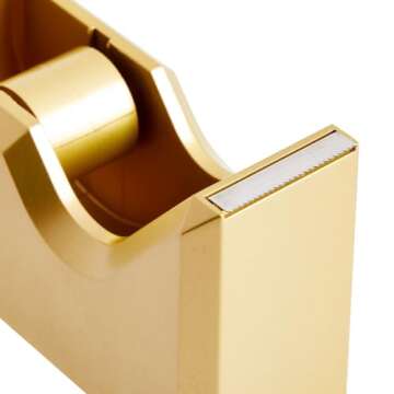 Paper Junkie 2 Piece Matte Gold Stapler and Tape Dispenser Set for Home Office Decor, Classroom Supplies, Desk Accessories for Dorm Room, Students, Teachers, Office Organization