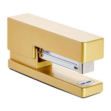 Paper Junkie 2 Piece Matte Gold Stapler and Tape Dispenser Set for Home Office Decor, Classroom Supplies, Desk Accessories for Dorm Room, Students, Teachers, Office Organization