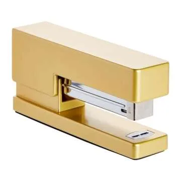 Stylish Gold Stapler and Tape Dispenser Set for Office