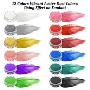 Luster Dust Edible Set 4 Colors - Food Grade Edible Glitter for Drinks Vegan Shimmering Powder Food ...