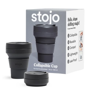 STOJO Collapsible Travel Cup: Eco-Friendly Reusable Silicone, 12 Ounce - Perfect for On-the-Go Drink...