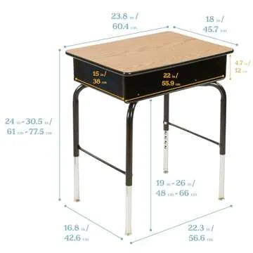 ECR4Kids Adjustable Open Front Desk with Storage