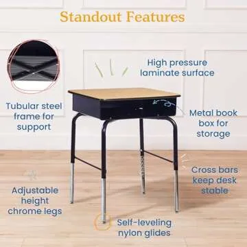 ECR4Kids Adjustable Open Front Desk with Storage