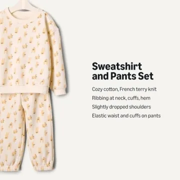 Amazon Essentials x Sofia Grainge Baby Boys' Sweatshirt & Sweatpant Set - Ivory Taupe Rabbits