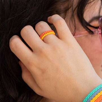 Enso Rings Stackable Beaded Silicone Wedding Ring – Hypoallergenic Unisex Stackable Wedding Band – Comfortable Minimalist Band – 2.5mm Wide, .8mm Thick (Pink Sand, Size 5)