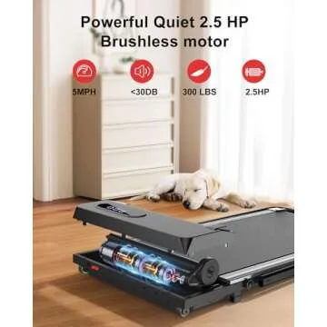 HomeFitnessCode Foldable Walking Pad with Handle Bar, 5MPH Folding Treadmill Portable Under Desk for Home Office 4 in 1, Ultra Quiet <45dB, Safety Lock, Remote Control, 300 LB Capacity, Balck