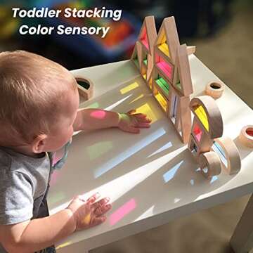BOHS Rainbow Sensory Blocks - Colorful Wooden Play Set