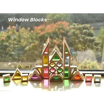 BOHS Rainbow Sensory Blocks - Colorful Wooden Play Set