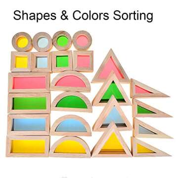 BOHS Rainbow Sensory Blocks - Colorful Wooden Play Set