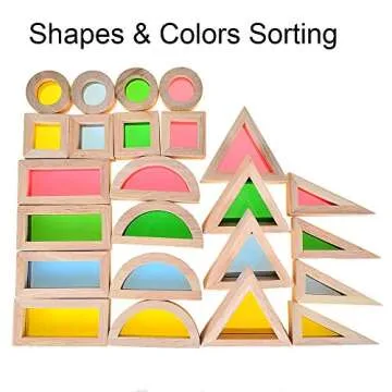 BOHS Rainbow Sensory Blocks - Colorful Wooden Play Set