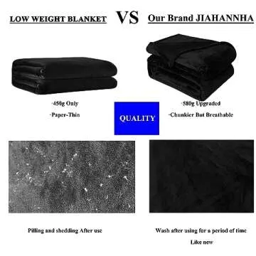 JIAHANNHA Fleece Blanket King Size Black 108 by 90 Inches Blankets for Couch Sofa Bed 280GSM,Super Soft Cozy and Luxury Bed Blanket for All Season