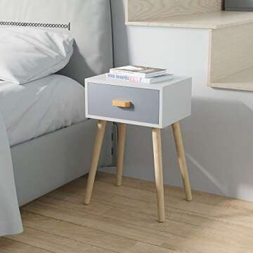 JAXPETY Set of 2 Modern Wood Nightstand, Bedside Table with Drawer, Bedside Furniture, Night Stand, ...