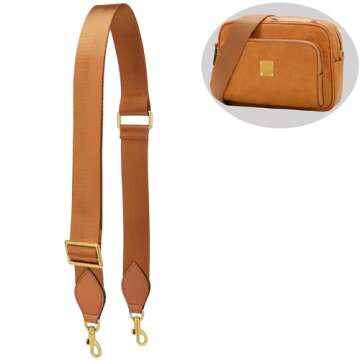 HUADEK Purse Strap Replacement Crossbody Handbag Stripe Wide Adjustable (Brown-purse strap)