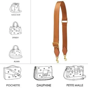 HUADEK Purse Strap Replacement Crossbody Handbag Stripe Wide Adjustable (Brown-purse strap)