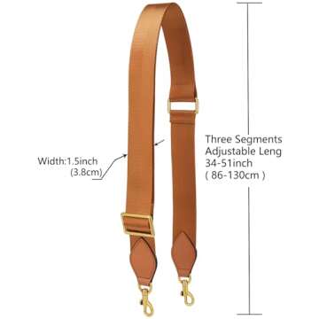HUADEK Purse Strap Replacement Crossbody Handbag Stripe Wide Adjustable (Brown-purse strap)
