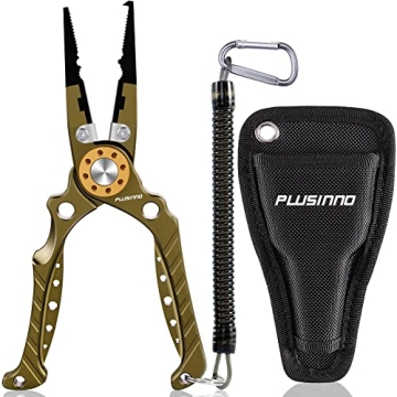 PLUSINNO 8 Inch Fishing Pliers, 6061 Aluminum Alloy Saltwater and Freshwater Muti-Function Fishing T...