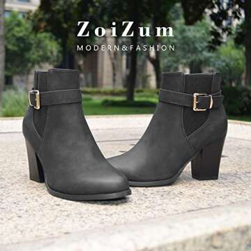 ZoiZum Women's Stylish Ankle Boots with Chunky Heel